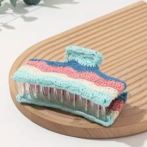 Ocean Wave Crochet Lobster Claw Clip, 5 inch